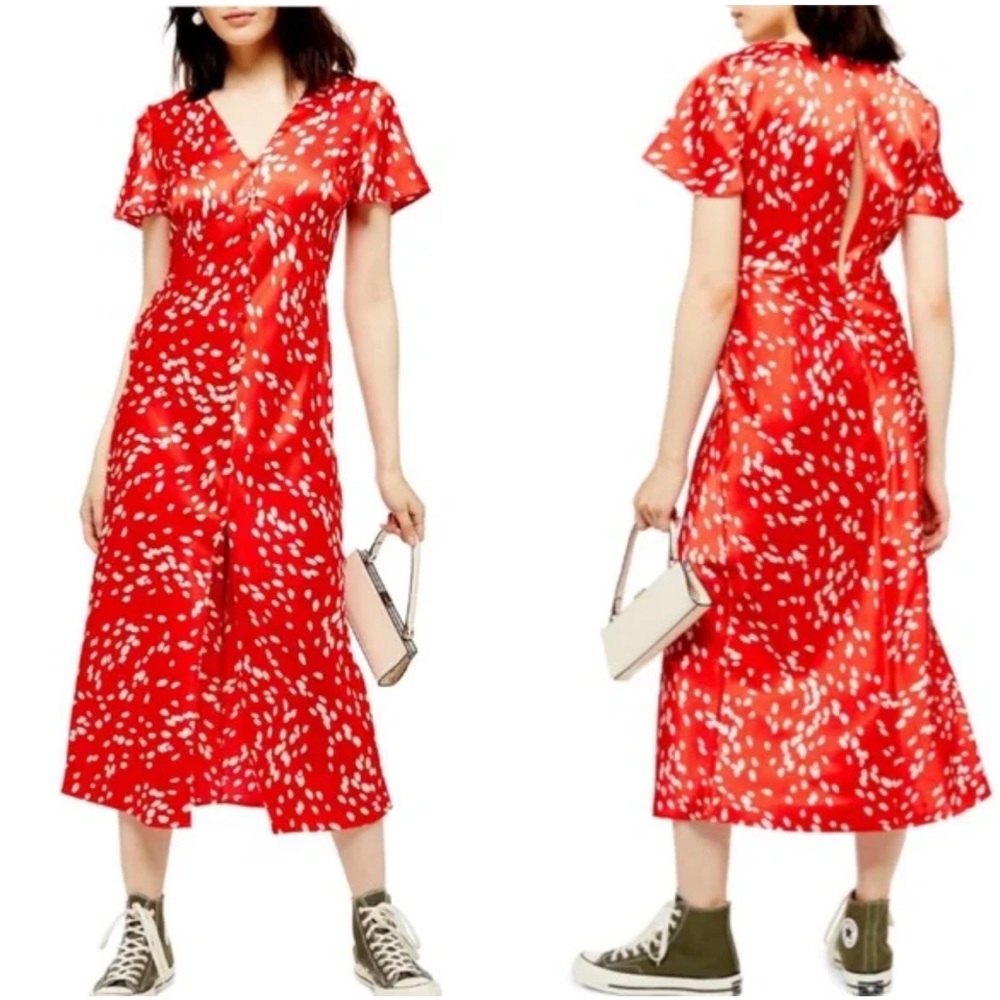 Dreamy Topshop Red Midi Dress